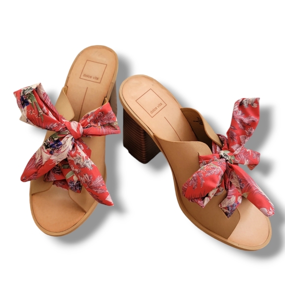 Dolce Vita Shoes - New Dolce Vita Aleeya Block Heels‎ High Heel Leather Sandals Floral Size 10 M